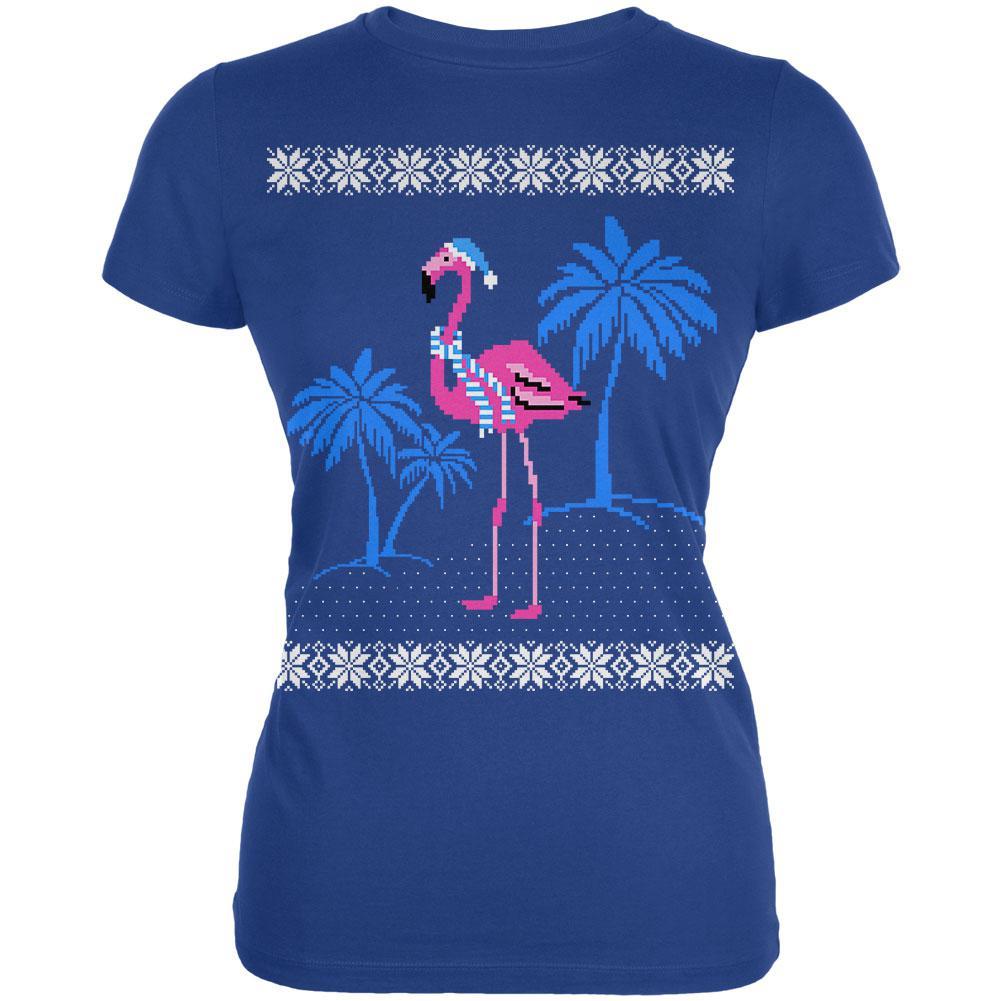 Flamingo Winter Ugly Christmas Sweater Juniors Soft T Shirt