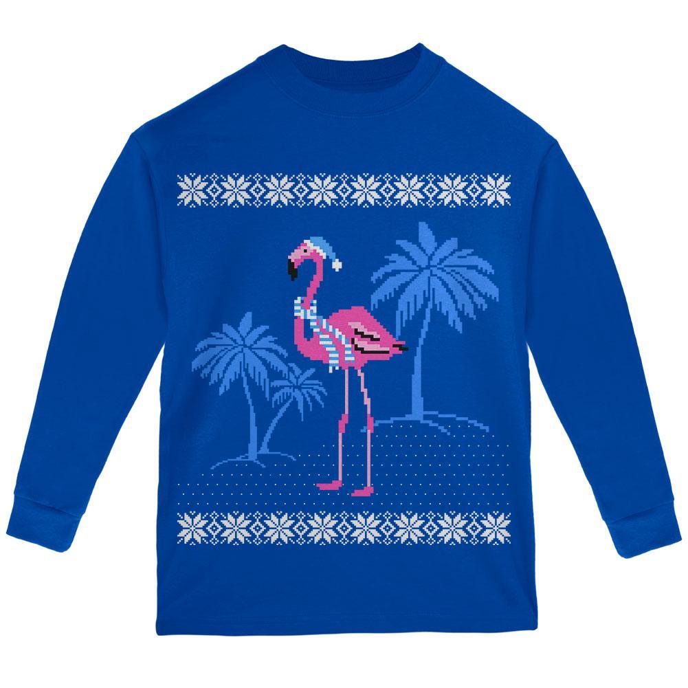 Flamingo Winter Ugly Christmas Sweater Youth Long Sleeve T Shirt