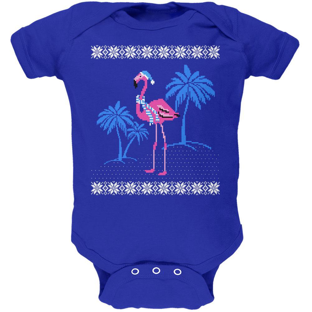 Flamingo Winter Ugly Christmas Sweater Soft Baby One Piece