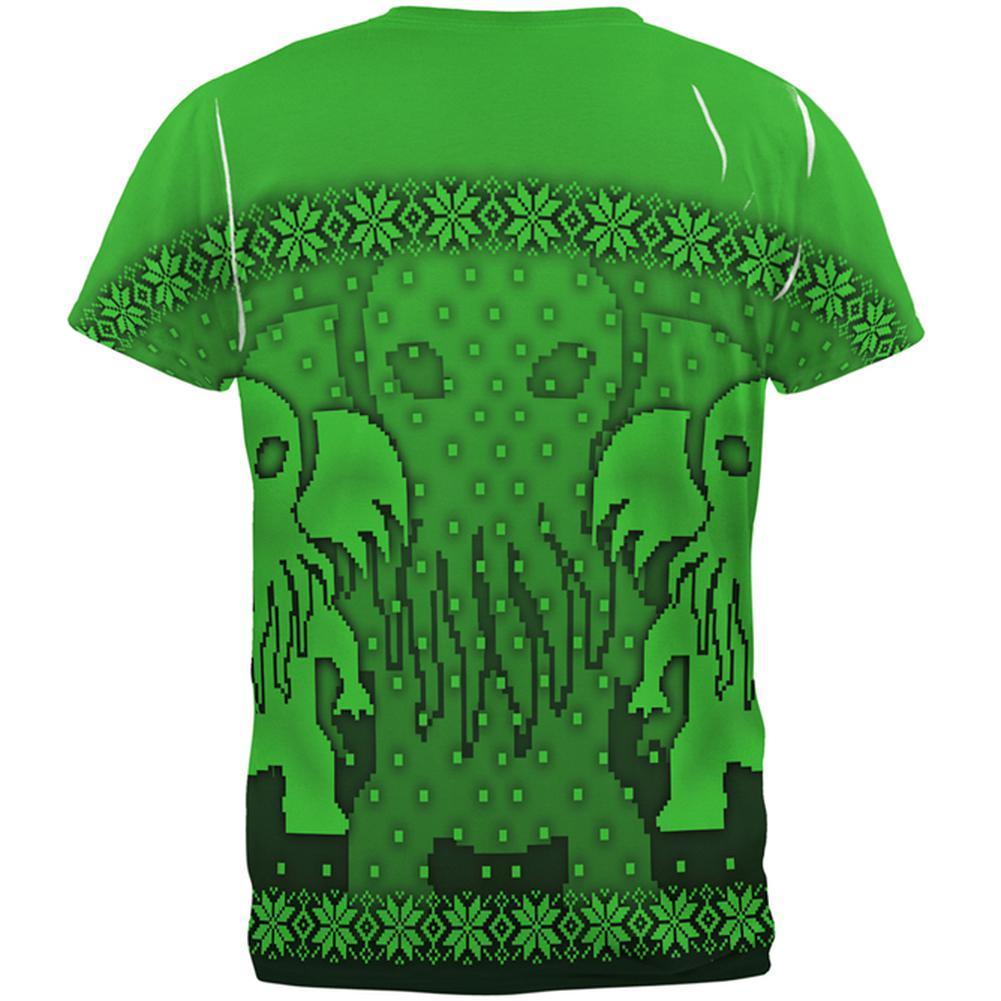 Ugly Christmas Sweater Big Cthulhu Greater Gods All Over Mens T Shirt