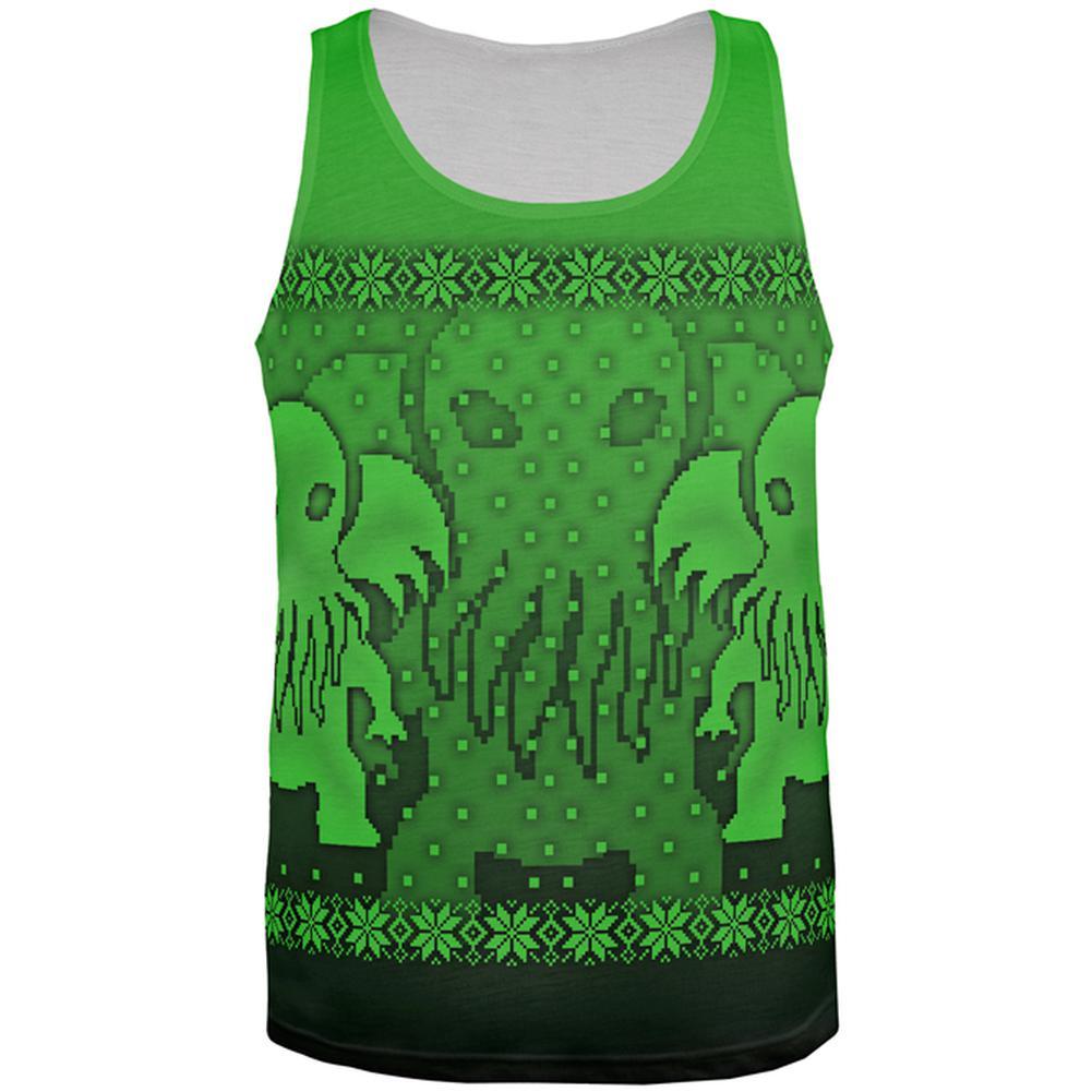 Ugly Christmas Sweater Big Cthulhu Greater Gods All Over Mens Tank Top