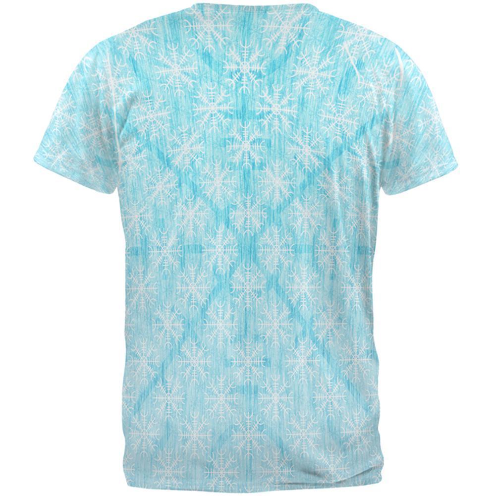 Christmas Viking Helm of Awe Snowflakes All Over Mens T Shirt