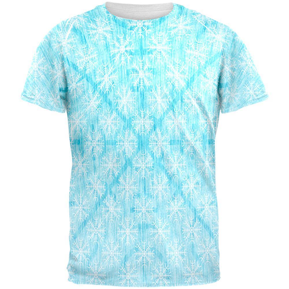 Christmas Viking Helm of Awe Snowflakes All Over Mens T Shirt