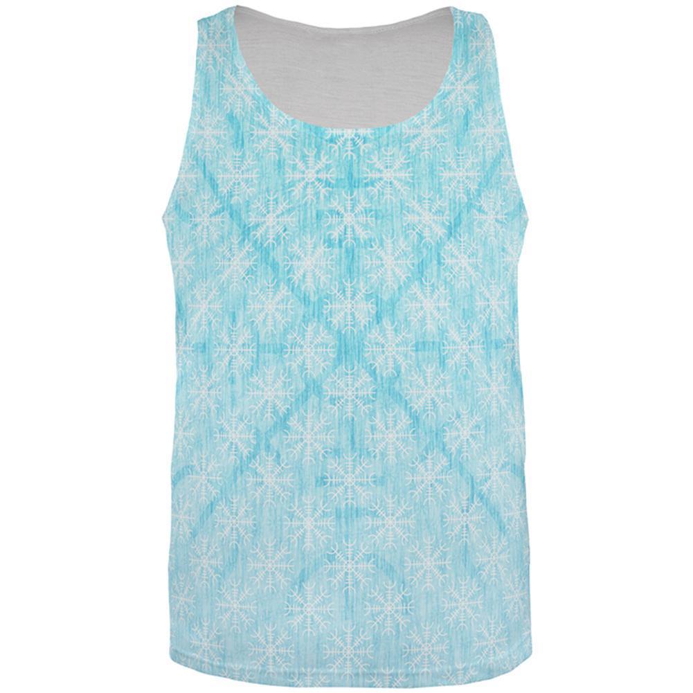 Christmas Viking Helm of Awe Snowflakes All Over Mens Tank Top
