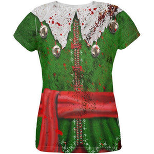 Christmas Zombie Attack Survivor Elf Costume All Over Womens T Shirt