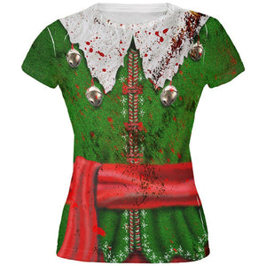 Christmas Zombie Attack Survivor Elf Costume All Over Juniors T Shirt