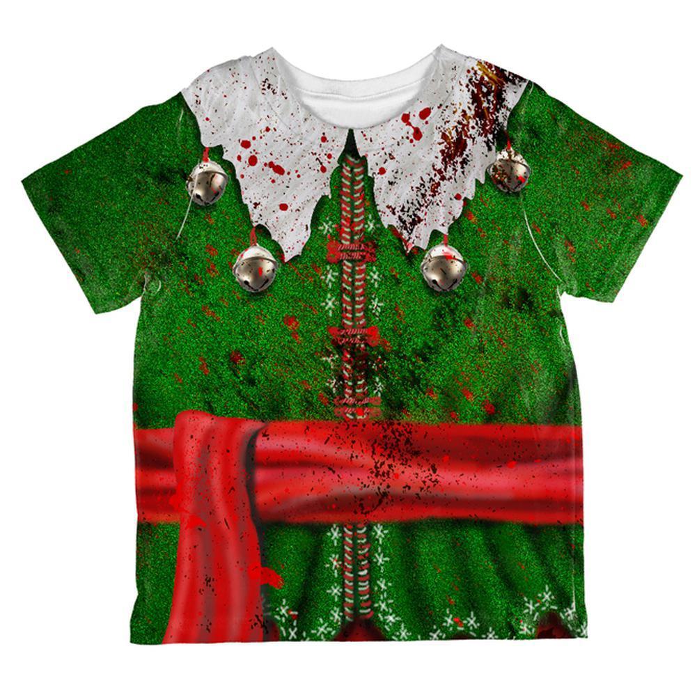 Christmas Zombie Attack Survivor Elf Costume All Over Toddler T Shirt