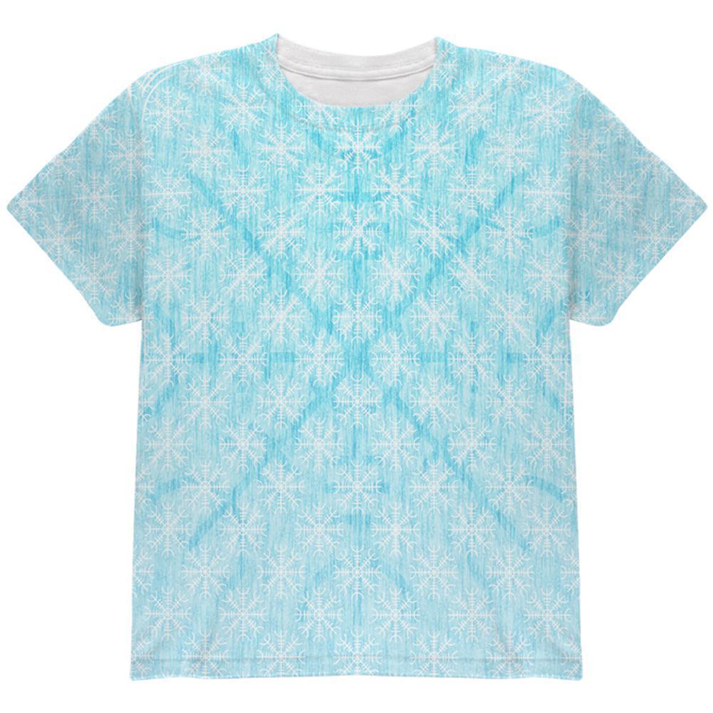 Christmas Viking Helm of Awe Snowflakes All Over Youth T Shirt