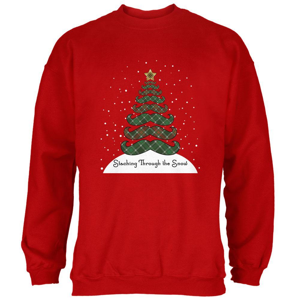 Christmas Staching Dashing Through the Snow Mustache Pun Mens Sweatshirt