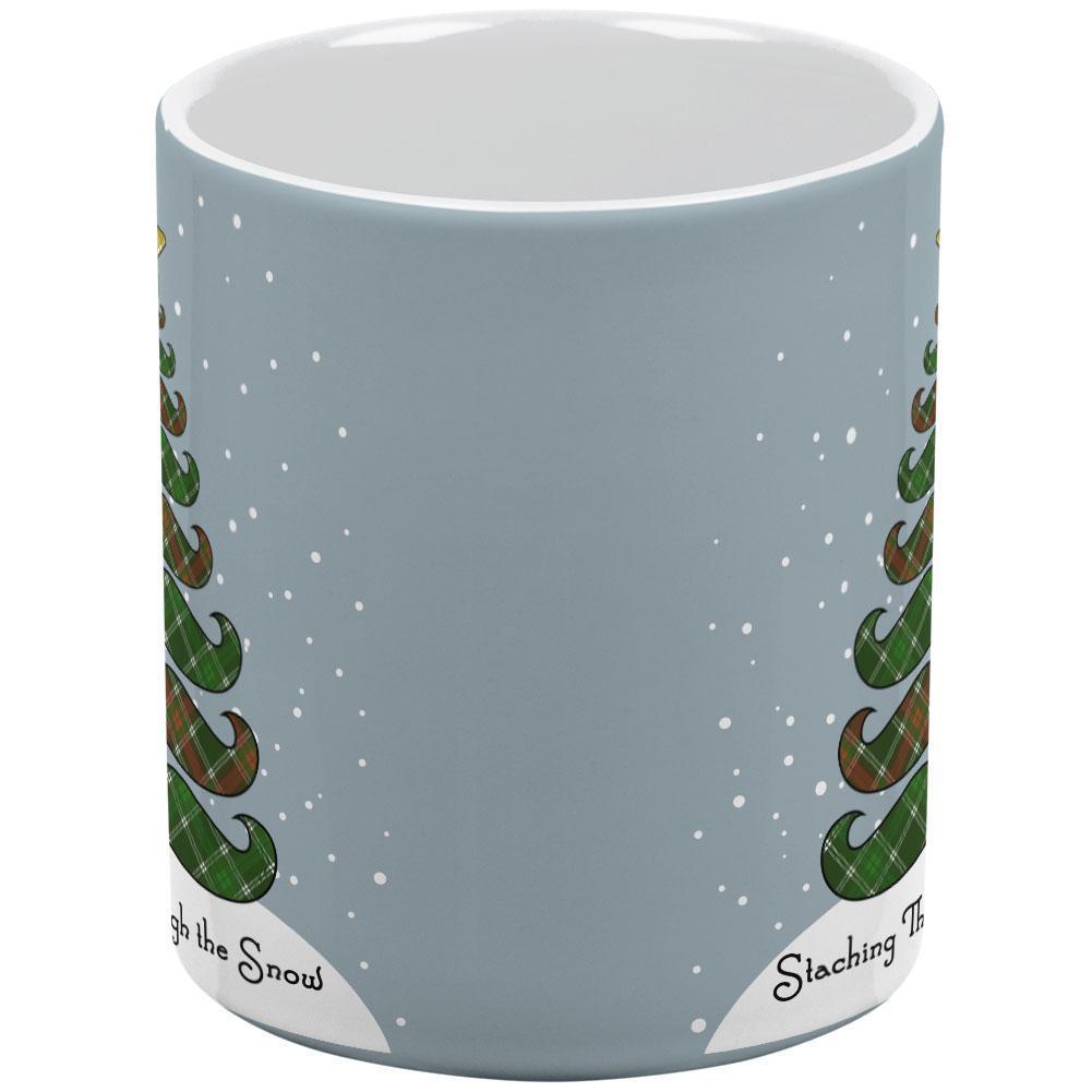 Christmas Staching Dashing Through the Snow Mustache Pun All Over Coffee Mug