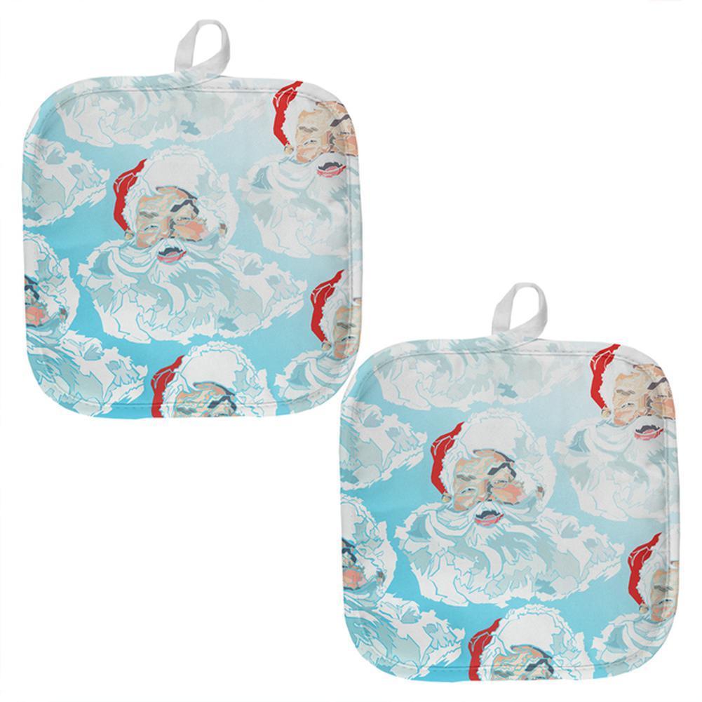 Christmas Classic Jolly Saint Nick Santa Claus All Over Pot Holder (Set of 2)