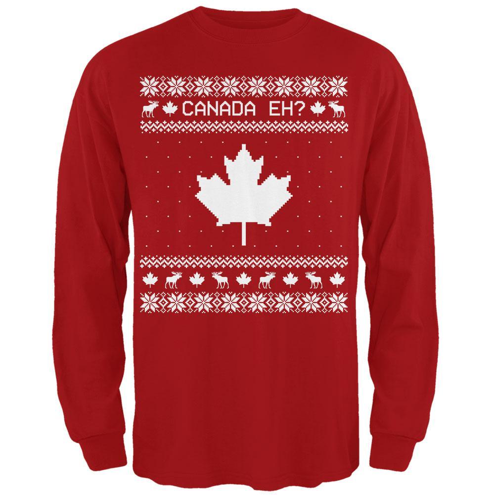 Canadian Canada Eh Ugly Christmas Sweater Mens Long Sleeve T Shirt