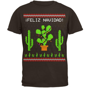 Cactus Desert Feliz Navidad Ugly Christmas Sweater Mens T Shirt