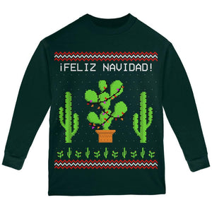 Cactus Desert Feliz Navidad Ugly Christmas Sweater Youth Long Sleeve T Shirt