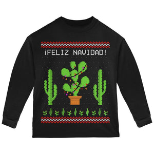 Cactus Desert Feliz Navidad Ugly Christmas Sweater Toddler Long Sleeve T Shirt