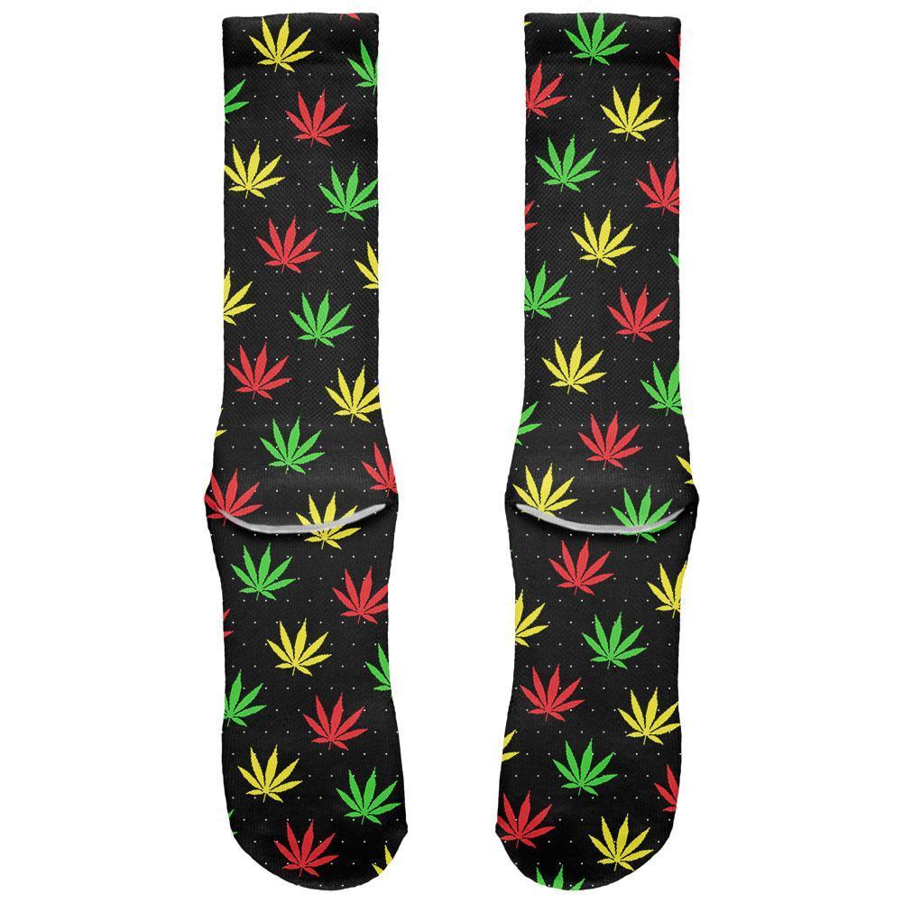Pot Leaf Rasta Ugly Christmas Pattern All Over Soft Socks