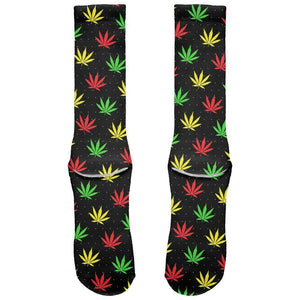 Pot Leaf Rasta Ugly Christmas Pattern All Over Soft Socks