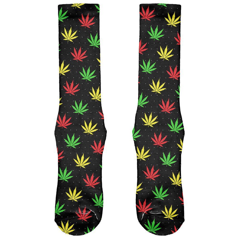 Pot Leaf Rasta Ugly Christmas Pattern All Over Soft Socks