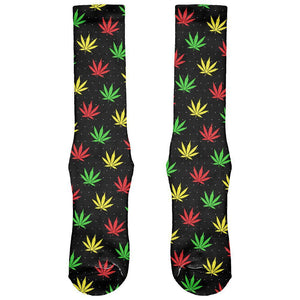Pot Leaf Rasta Ugly Christmas Pattern All Over Soft Socks