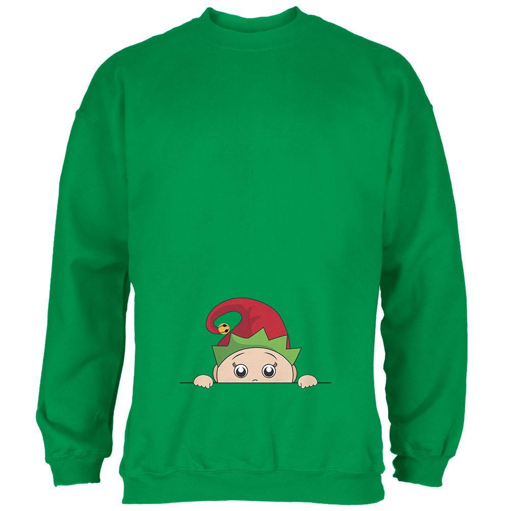 Christmas Peeking Baby Elf Green Mens Sweatshirt