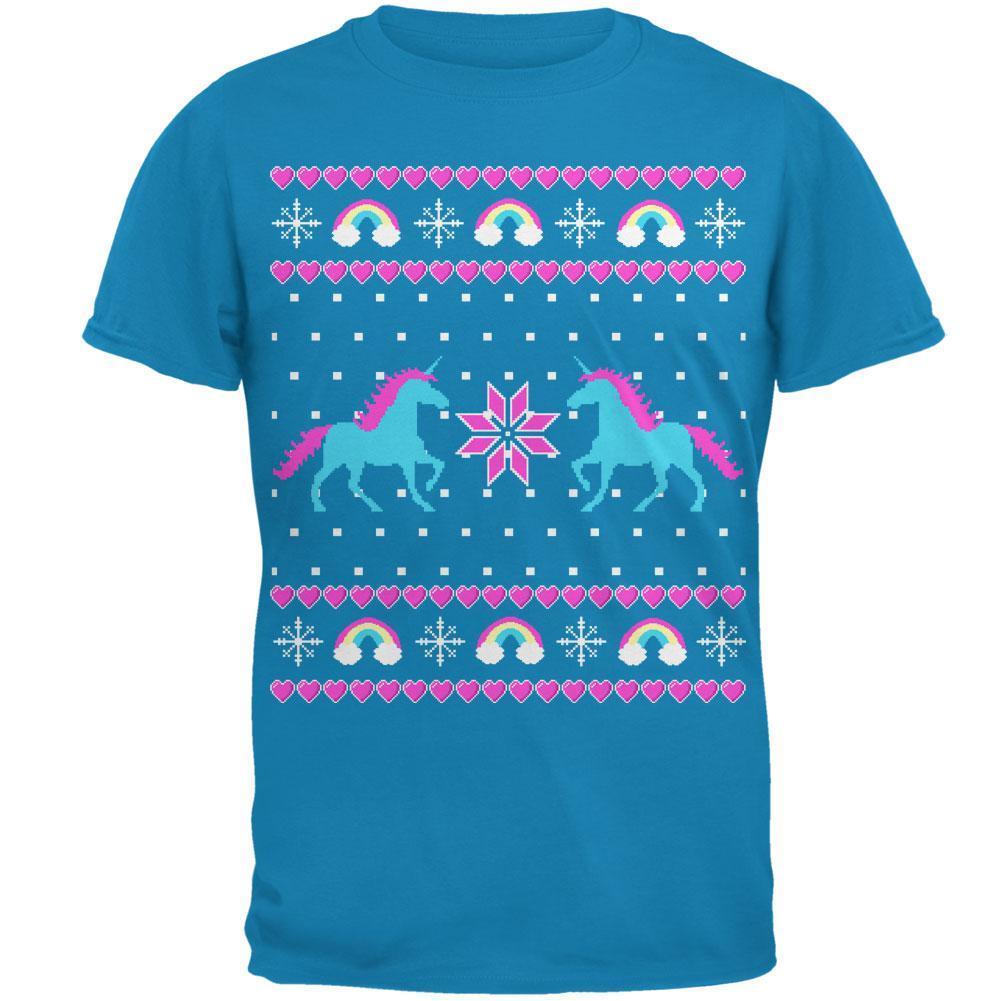 Unicorn Rainbow Ugly Christmas Sweater Mens T Shirt