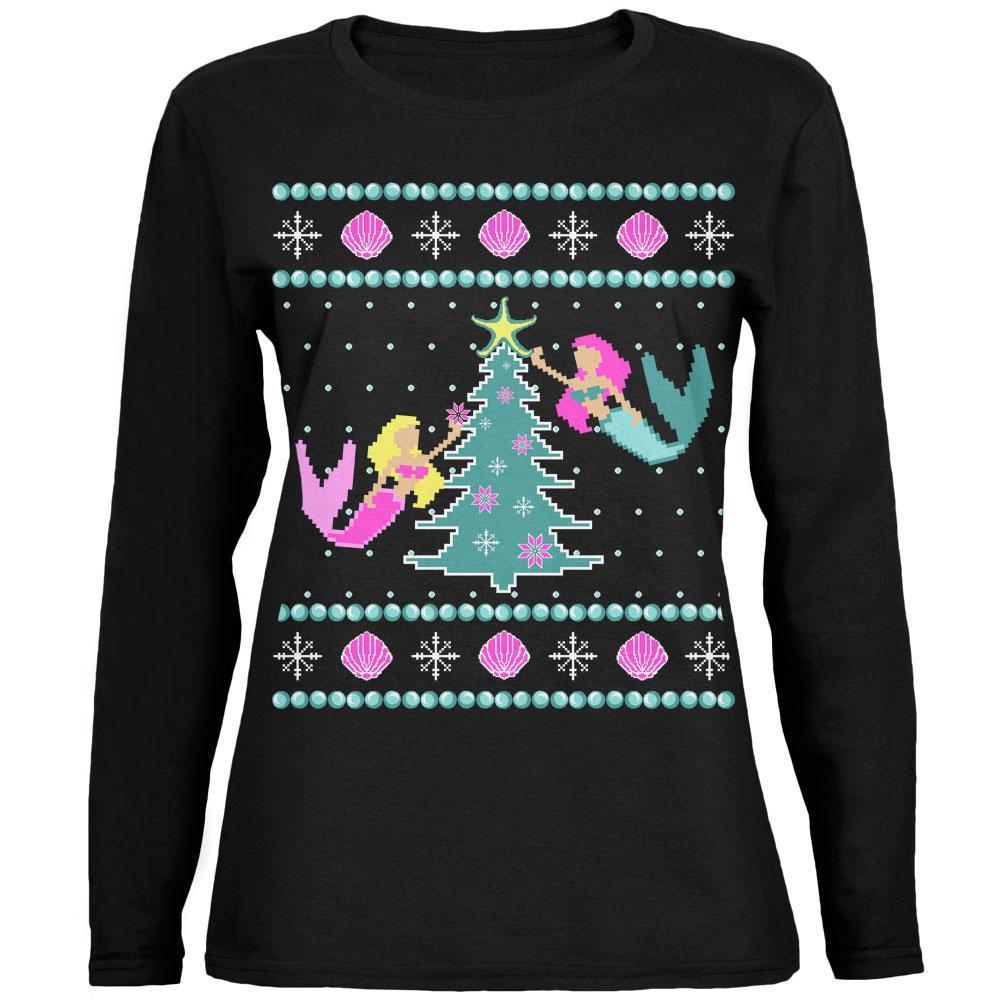 Mermaid Tree Ugly Christmas Sweater Ladies' Relaxed Jersey Long-Sleeve Tee