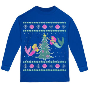 Mermaid Tree Ugly Christmas Sweater Youth Long Sleeve T Shirt
