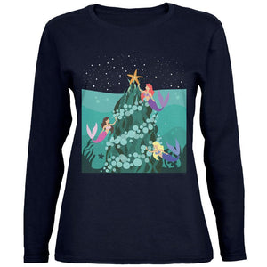 Mermaid Christmas Tree Womens Long Sleeve T Shirt