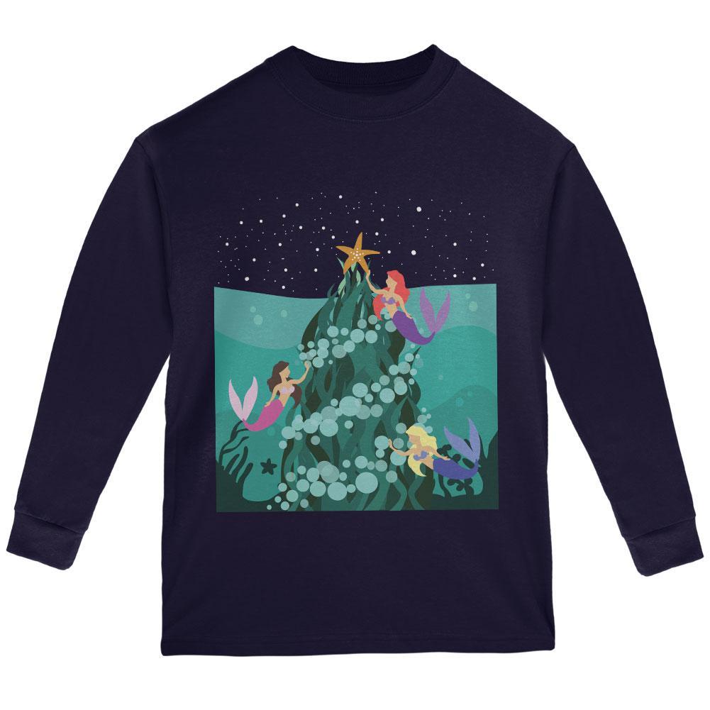 Mermaid Christmas Tree Youth Long Sleeve T Shirt