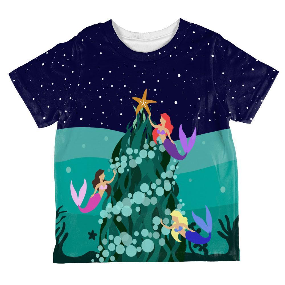 Mermaid Christmas Tree All Over Toddler T Shirt