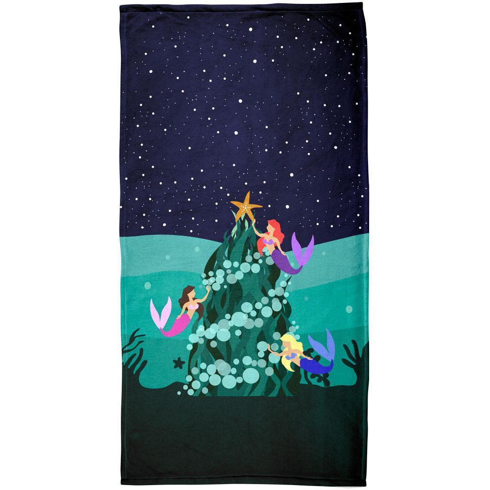 Mermaid Christmas Tree All Over Bath Towel