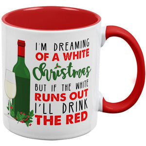 Dreaming of a White Wine Christmas Red Handle Coffee Mug