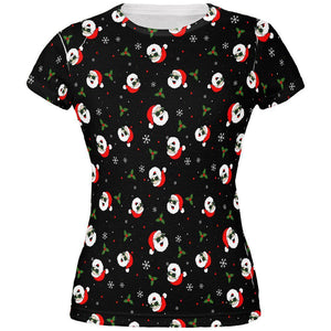 Christmas Santas in Sunglasses Pattern All Over Juniors T Shirt