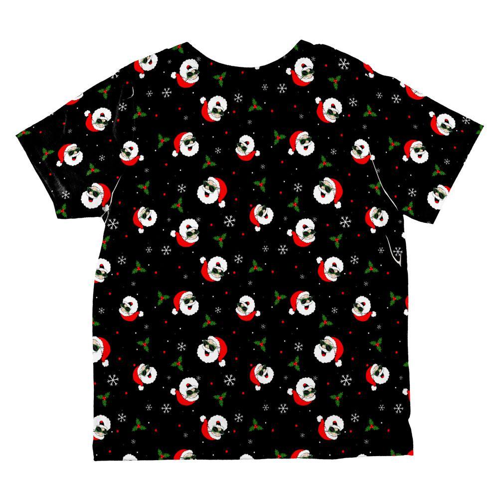 Christmas Santas in Sunglasses Pattern All Over Toddler T Shirt