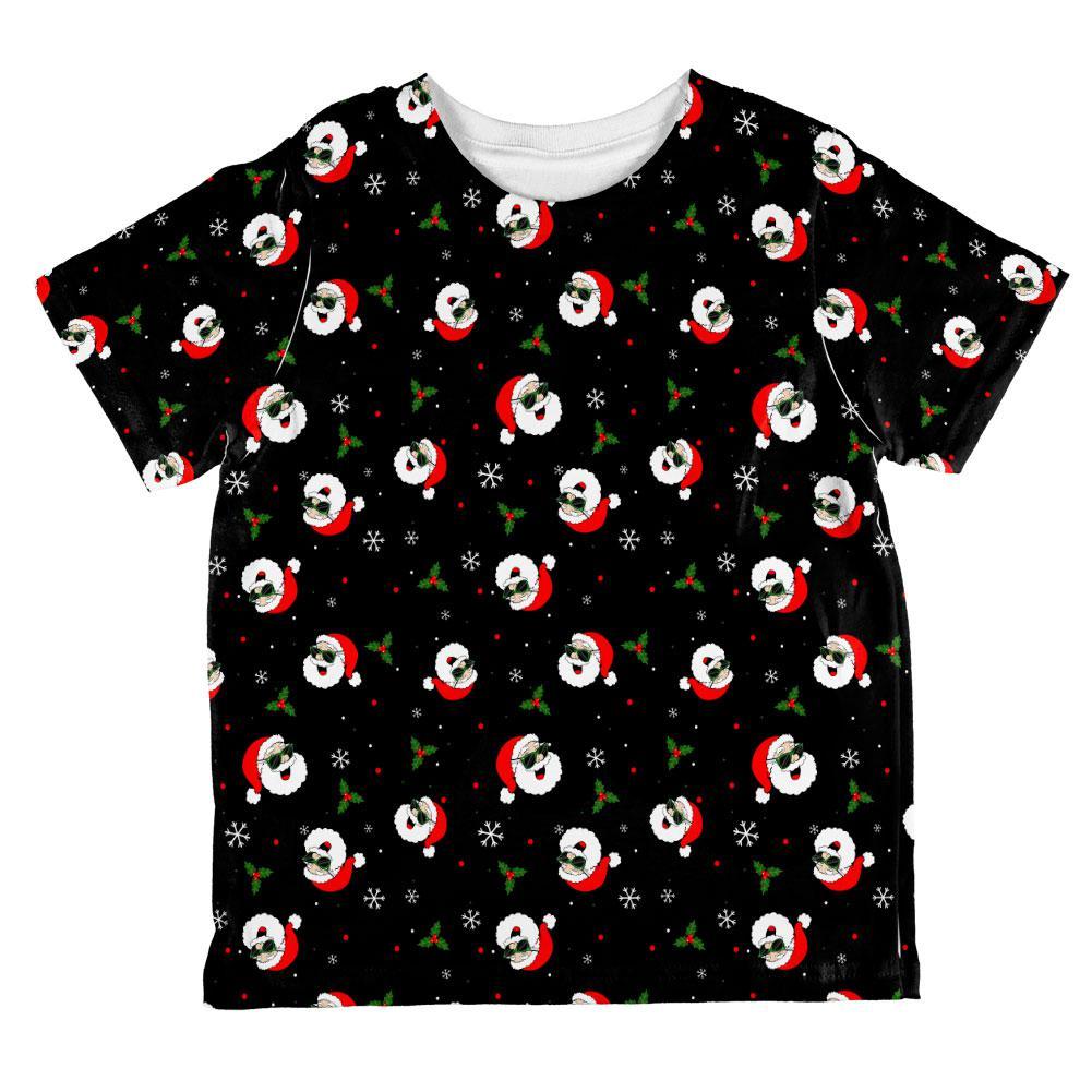 Christmas Santas in Sunglasses Pattern All Over Toddler T Shirt