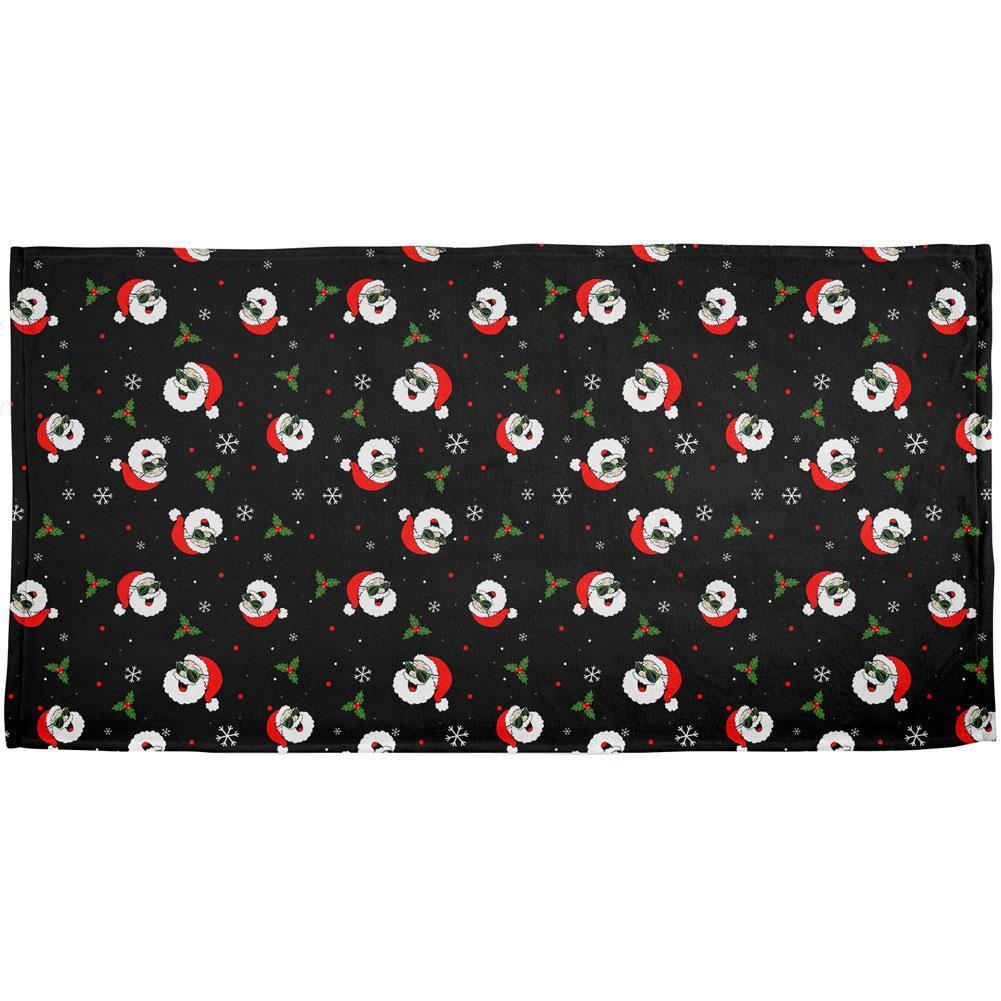 Christmas Santas in Sunglasses Pattern All Over Bath Towel