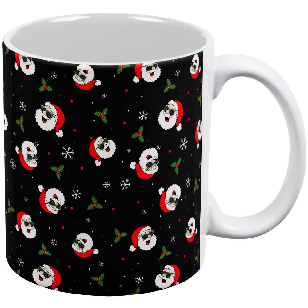 Christmas Santas in Sunglasses Pattern All Over Coffee Mug