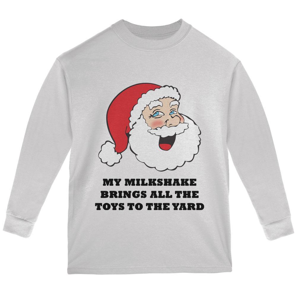Christmas Santa Milkshake Brings All the Toys to the Yard Youth Long Sleeve T Shirt