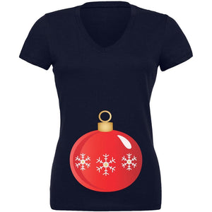 Maternity Christmas Ornament Juniors V-Neck T Shirt