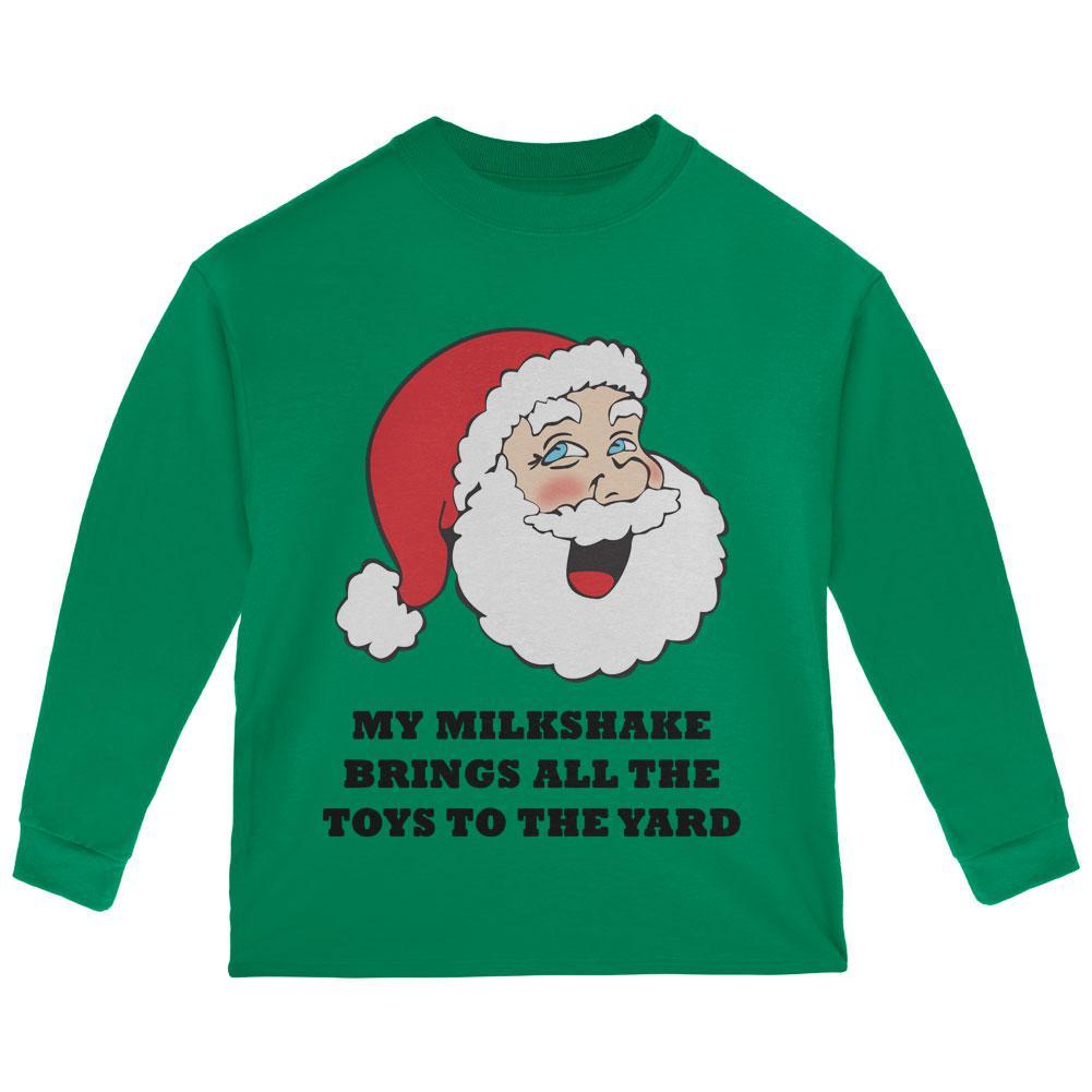 Christmas Santa Milkshake Brings All the Toys to the Yard Toddler Long Sleeve T Shirt