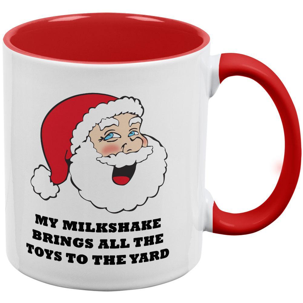 Christmas Santa Milkshake Brings All the Toys to the Yard Red Handle Coffee Mug