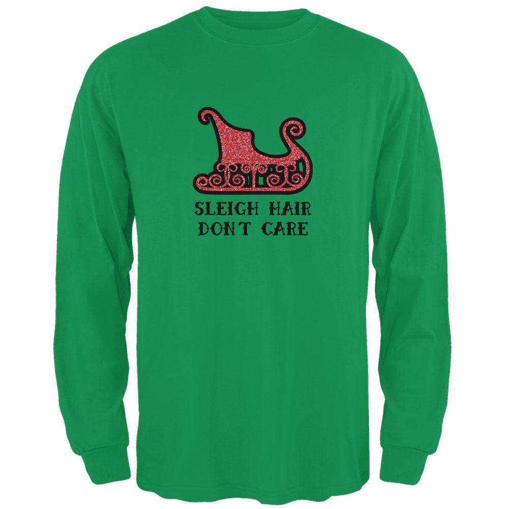 Christmas Sleigh Hair Don't Care Mens Long Sleeve T Shirt