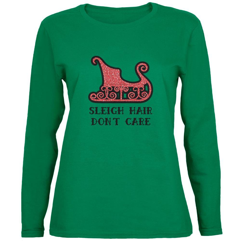 Christmas Sleigh Hair Don't Care Womens Long Sleeve T Shirt