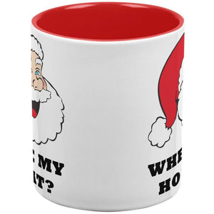 Christmas Santa Where My Ho's At Funny Red Handle Coffee Mug