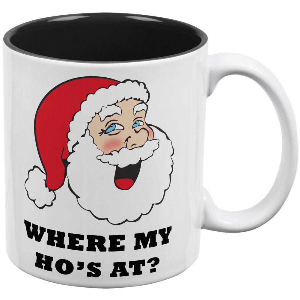 Christmas Santa Where My Ho's At Funny All Over Coffee Mug