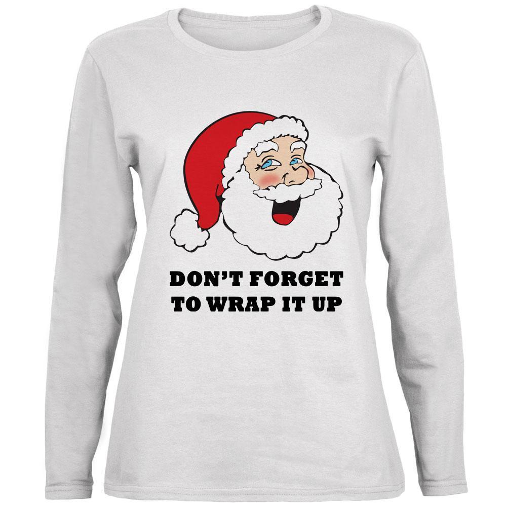 Christmas Santa Wrap it Up Funny Ladies' Relaxed Jersey Long-Sleeve Tee