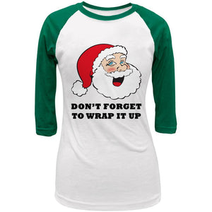 Christmas Santa Wrap it Up Funny Juniors 3/4 Raglan T Shirt