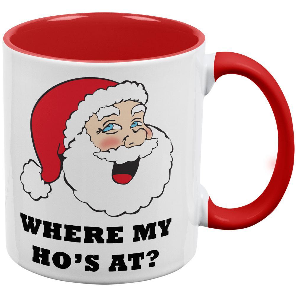 Christmas Santa Wrap it Up Funny Red Handle Coffee Mug