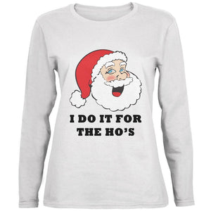 Christmas Santa I Do it for the Ho's Funny Ladies' Relaxed Jersey Long-Sleeve Tee