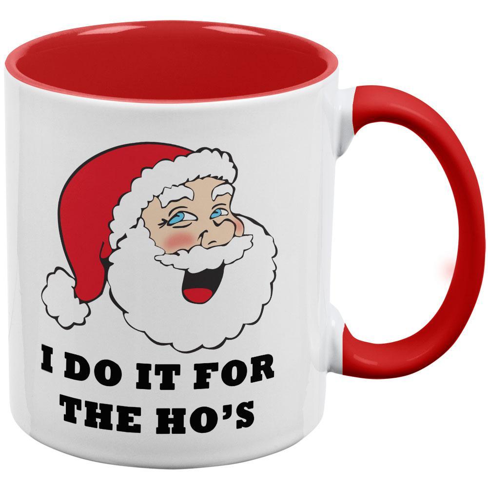 Christmas Santa I Do it for the Ho's Funny Red Handle Coffee Mug